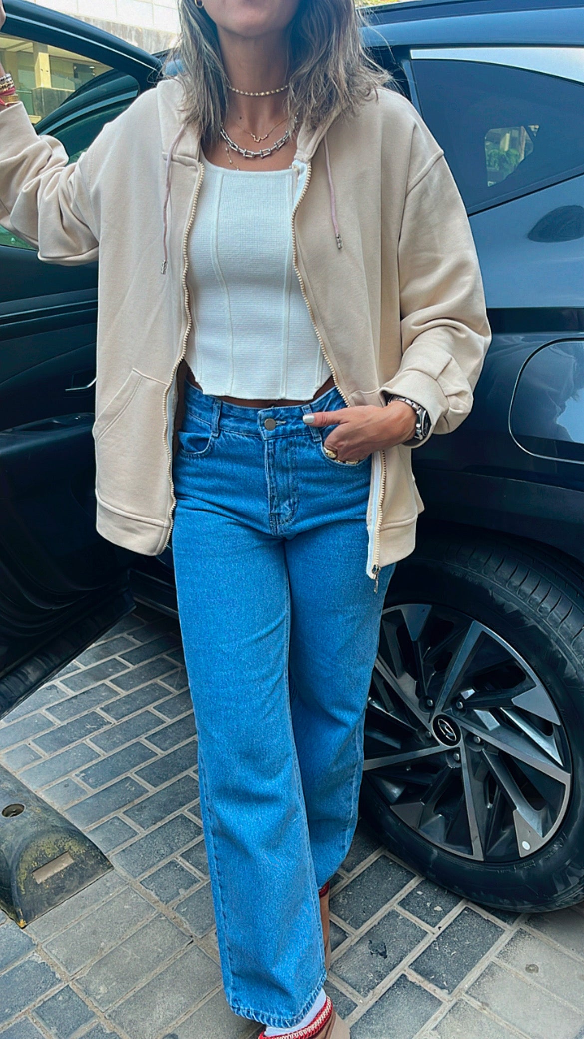 The Beige Zip Up Hoodie