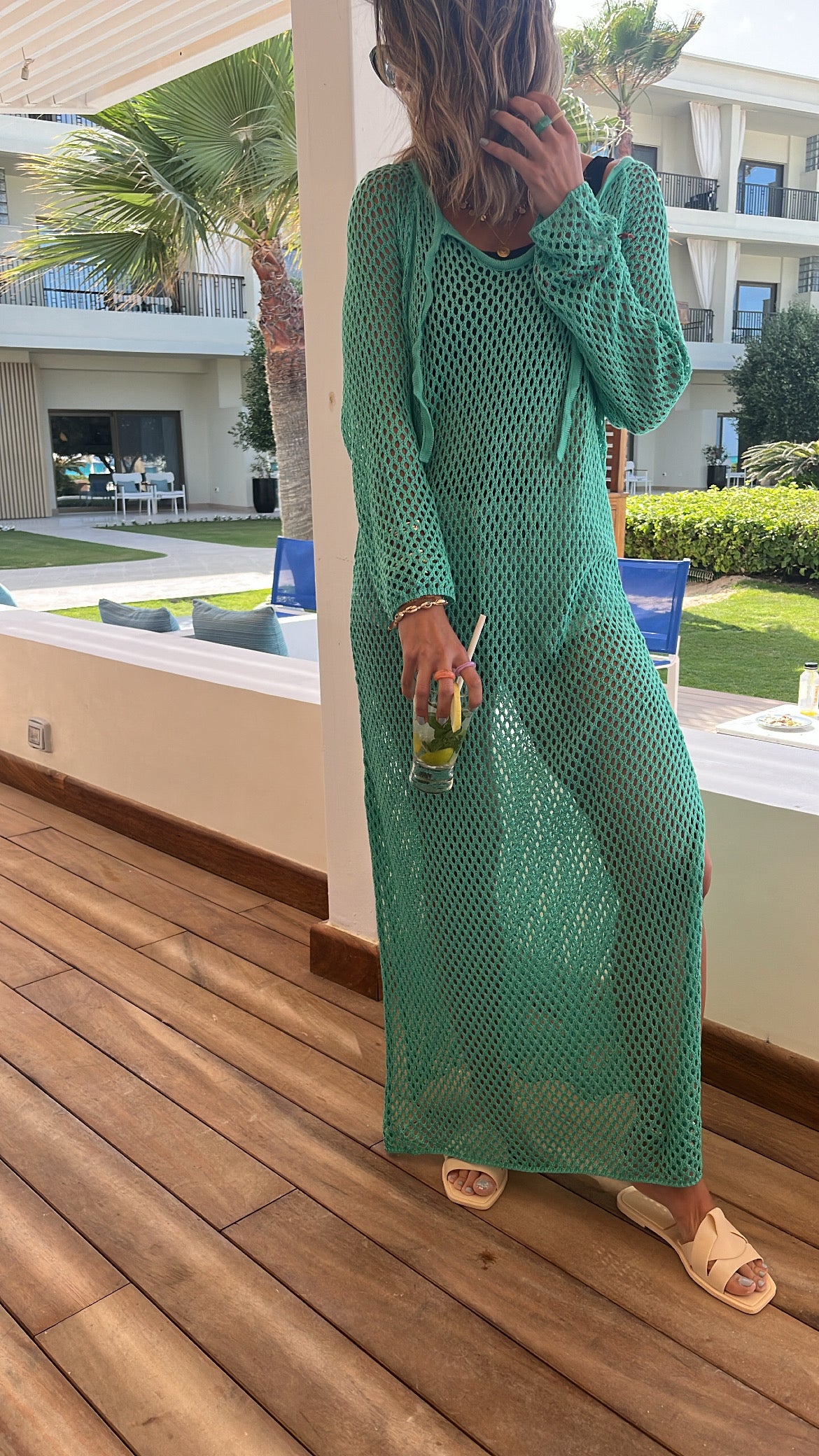 Mint Covered in Crochet Longline Dress