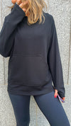 Black Flowy Jersey Hoodie