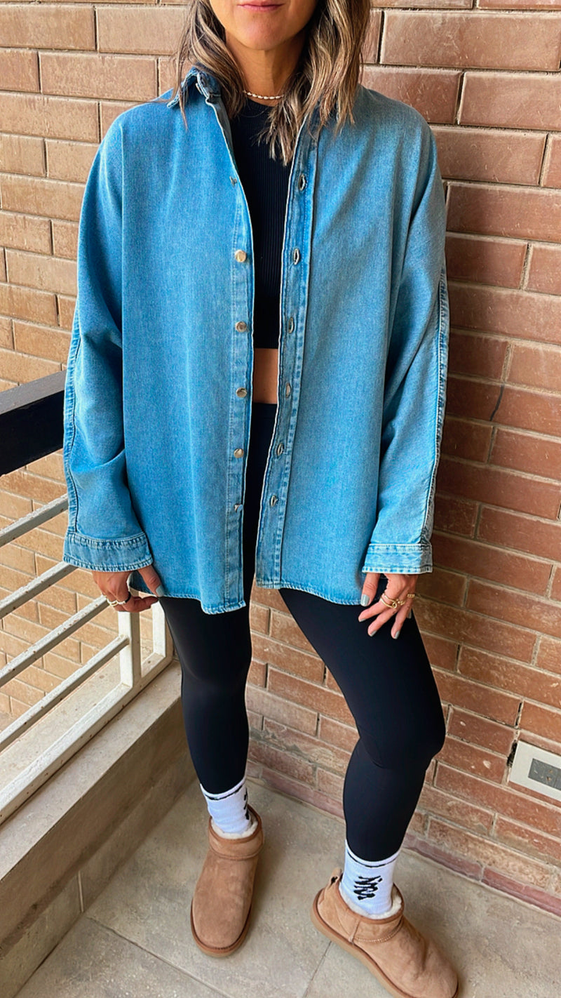 Light Blue Long Sleeve Denim Shirt