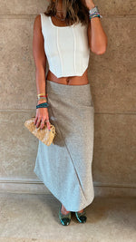 Beige Leather Jacket Skirt Set