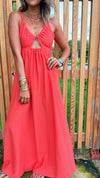 Watermelon Cut Out Back Tie Dress