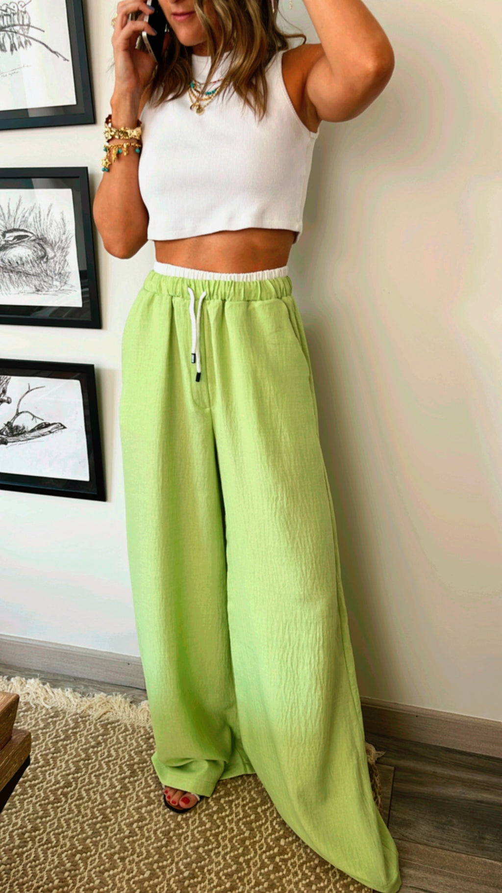 Lime Summer Trim Pants