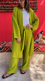 Lime Basic Linen Kimono