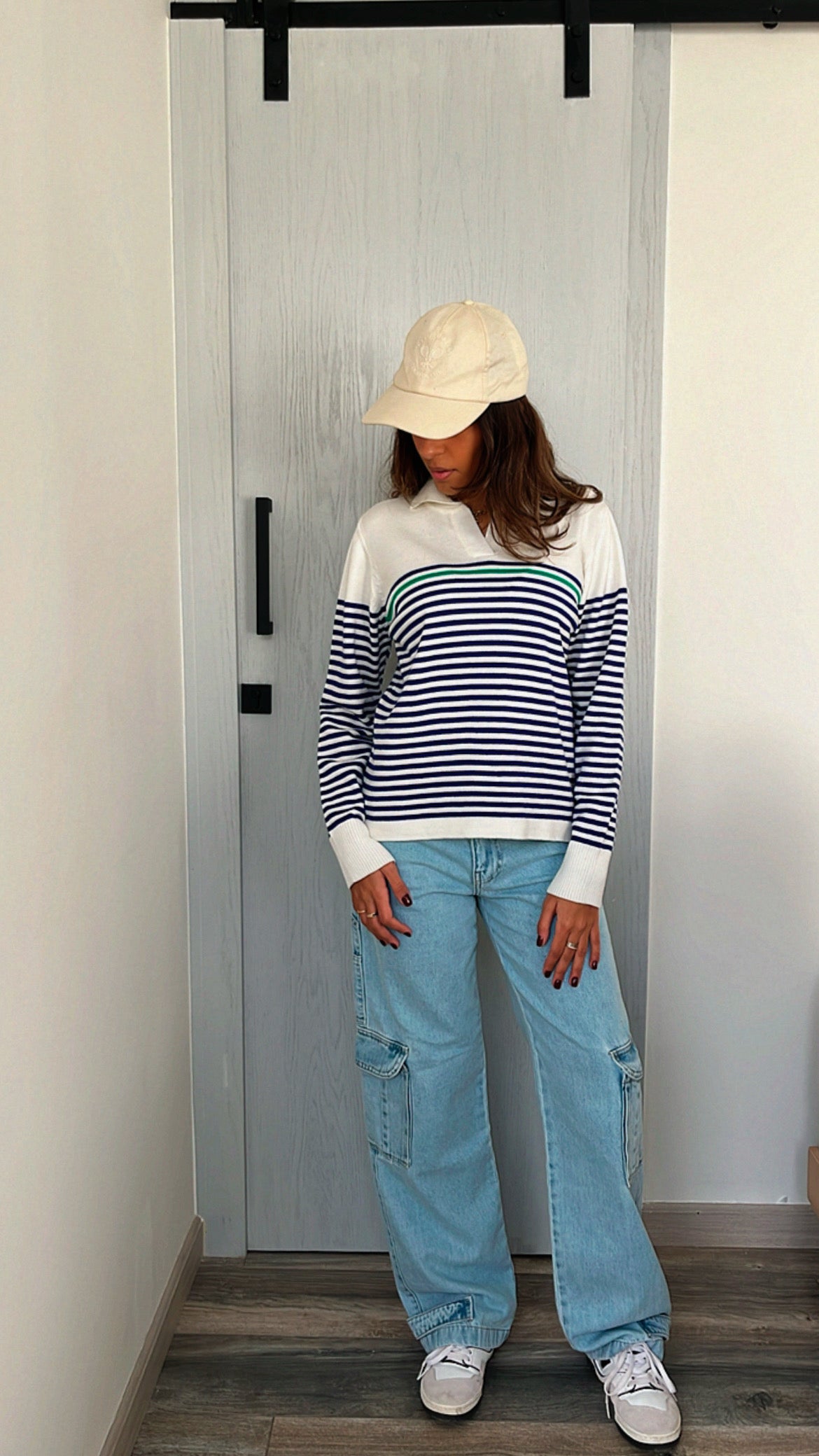 White Striped Prep Knit
