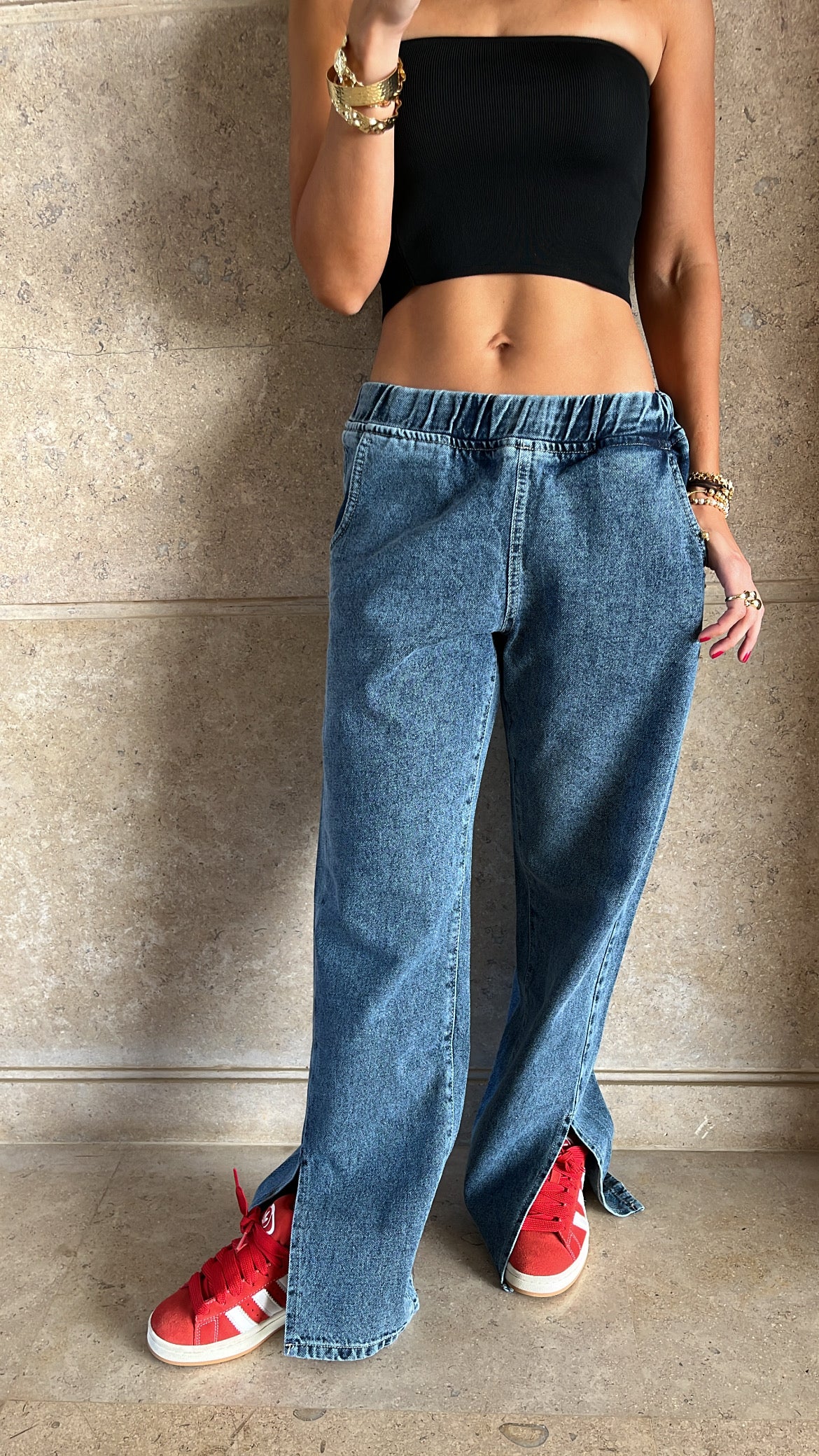 Blue Elastic Denim Jeans