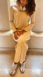 Beige Ribbed Basic Dress