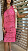 Fuchsia Light Crochet Dress Coverup