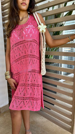 Fuchsia Light Crochet Dress Coverup