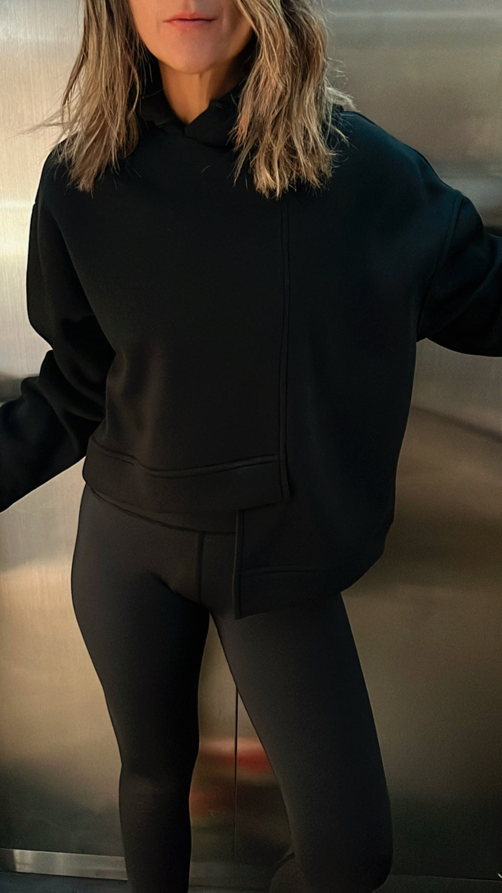 Black Call Me Asymmetric Hoodie