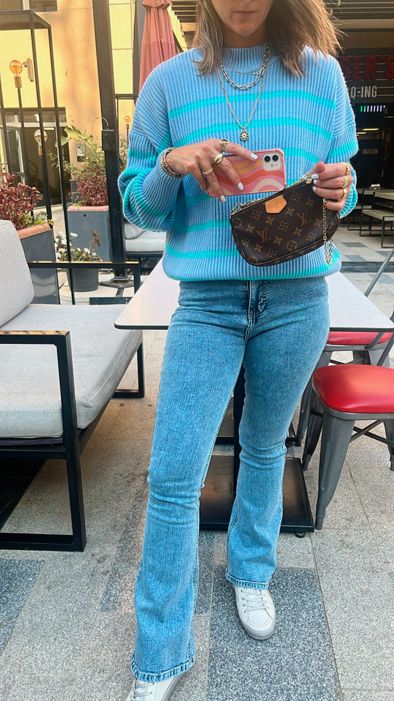 Blue All About Stripes Pullover