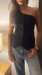 Black Business Girl One Shoulder Vest