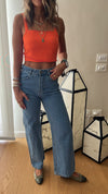 Orange Sleeveless Beaded Top