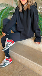 Black Call Me Asymmetric Hoodie