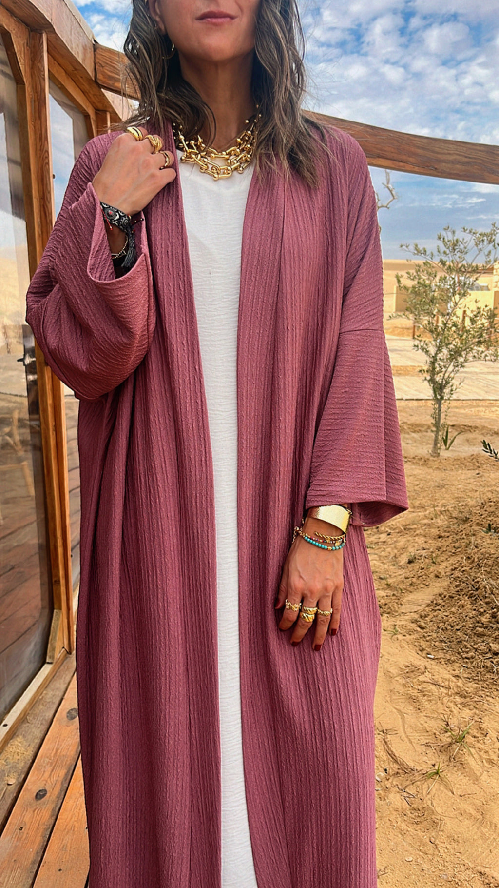 Nude Longline Thick Kimono