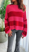 Red Chunky Striped Knit