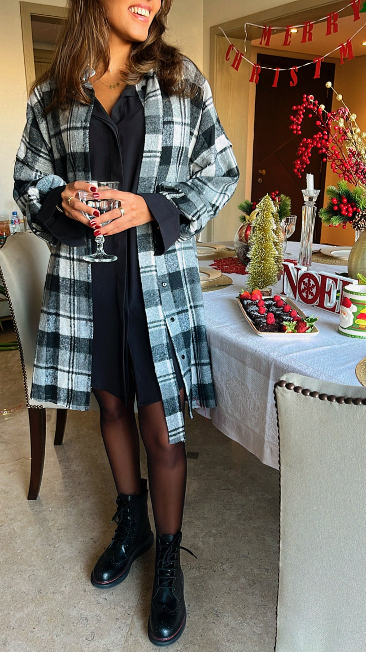 Grey Buckled Flannel Longline Shirt