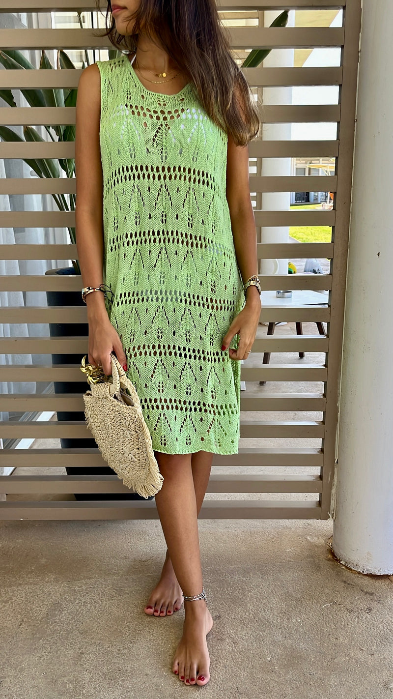 Mint Light Crochet Dress Coverup