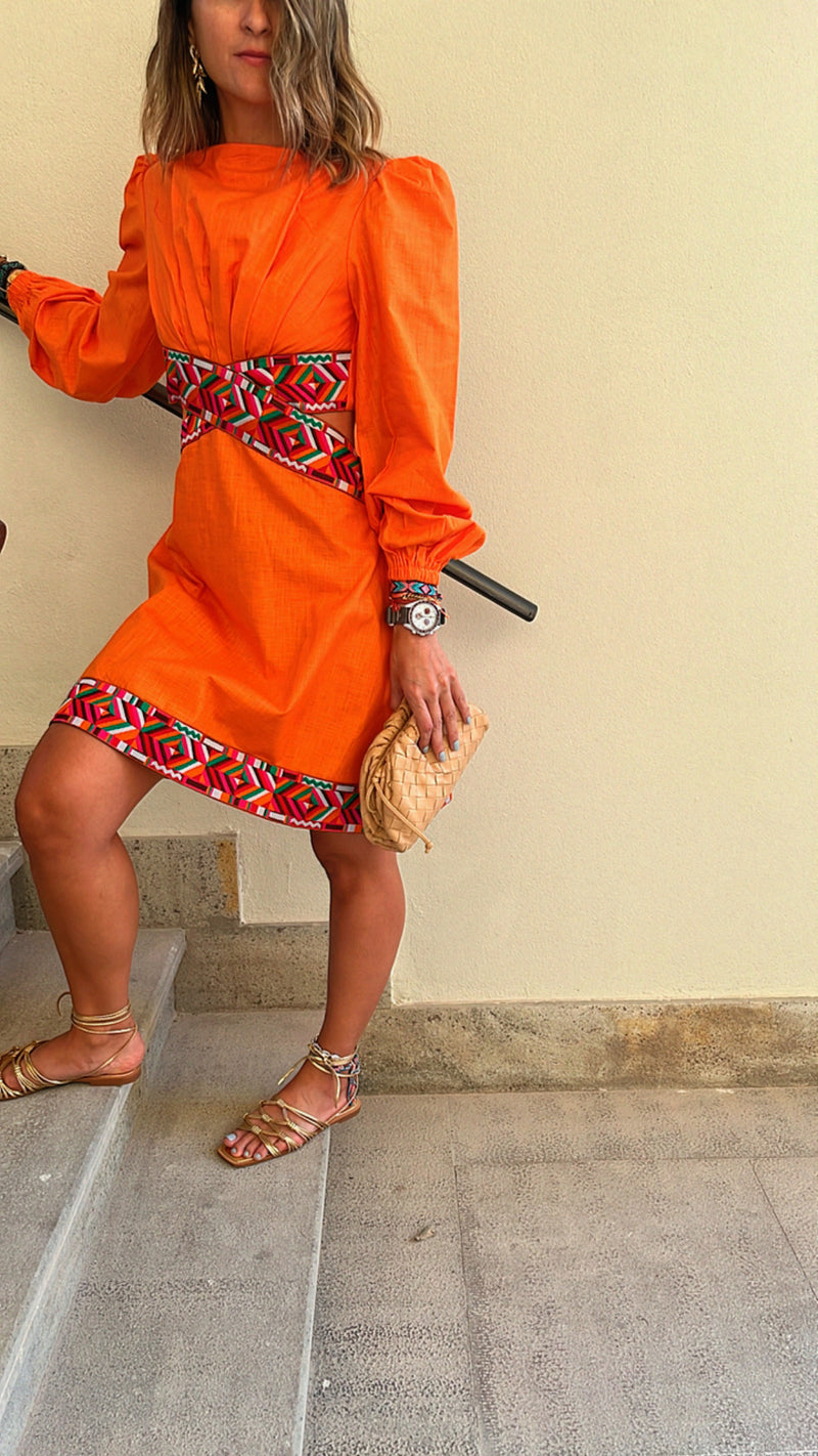 Orange Gum Drop Cut Out Mini Dress