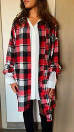 Red Buckled Flannel Longline Shirt