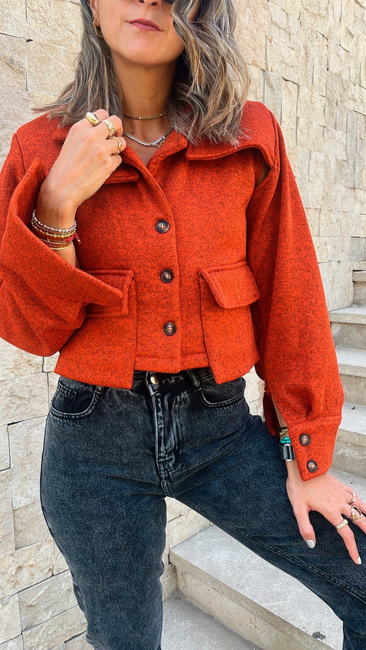 Rust Cozy Cargo Vest