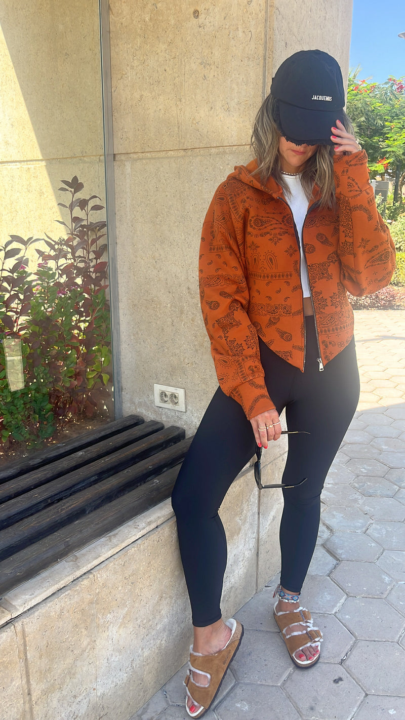 Rust V Cropped Bandana Jacket