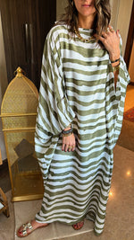 Olive Paint Striped Kaftan