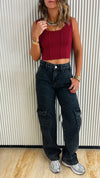 Burgundy Crop Corset Top