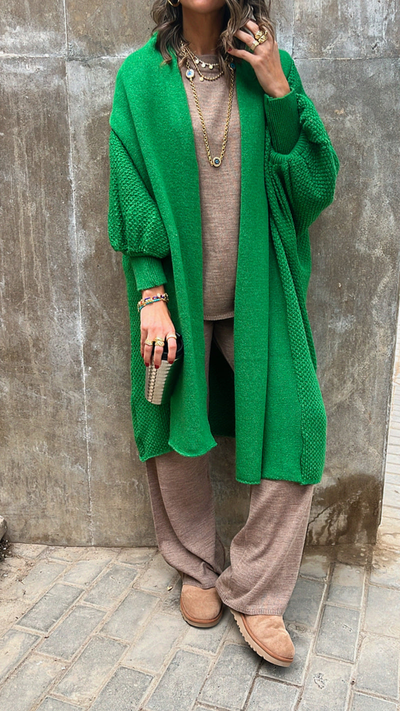 Green Heavy Shawl Knit Cardi