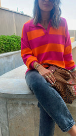 Fuchsia & Orange Preppy Top