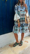 Summer Days Detailed Aztec Mini Shirt Dress