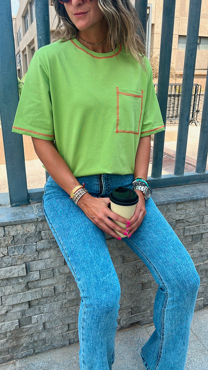 Green Stitchy Tee