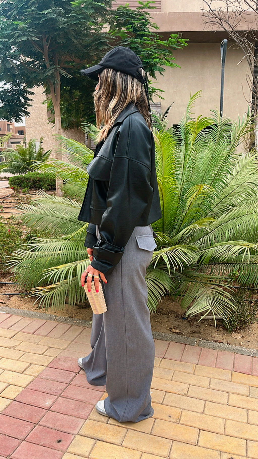 Black Leather Double Pocket Jacket