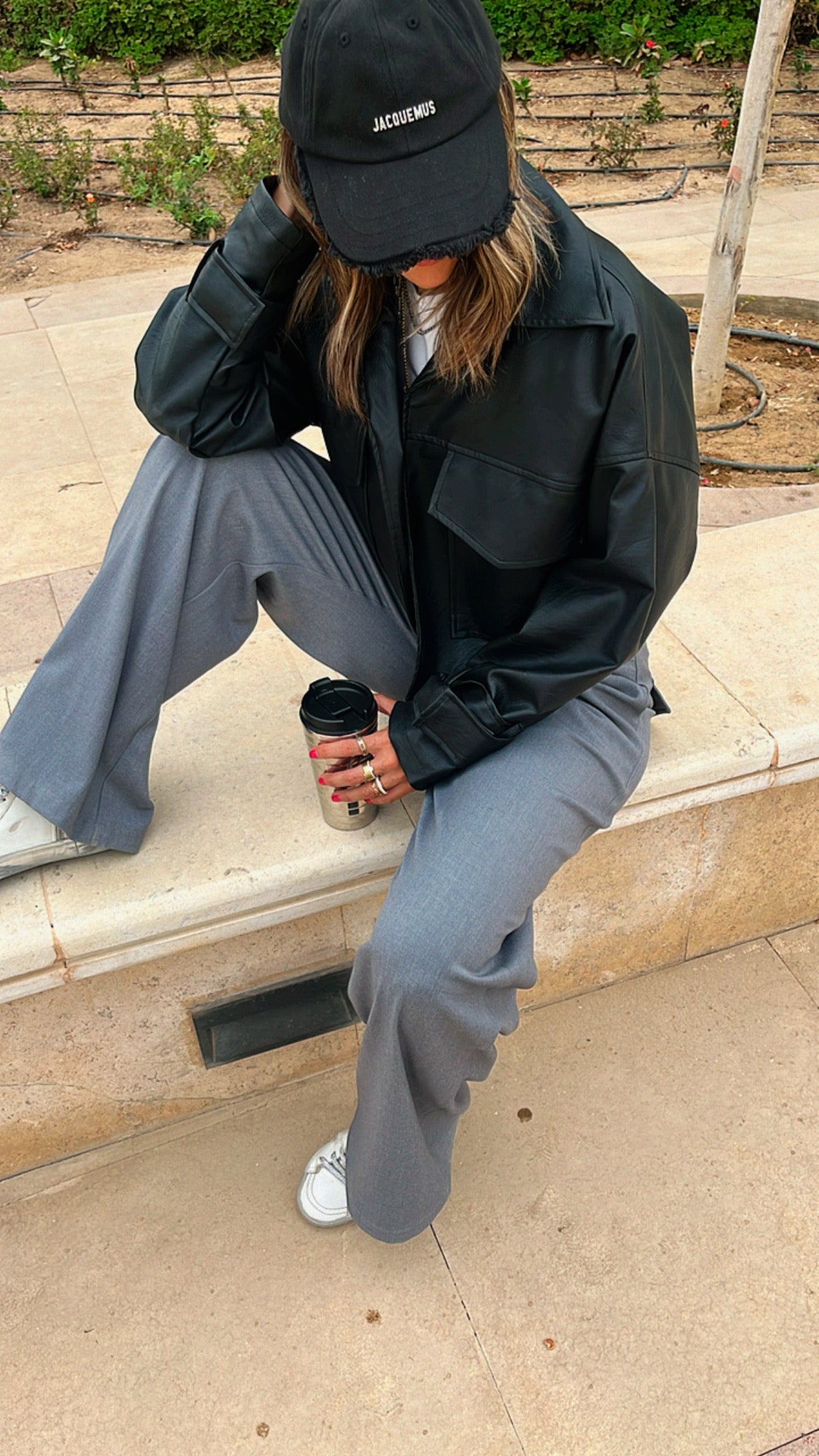 Black Leather Double Pocket Jacket