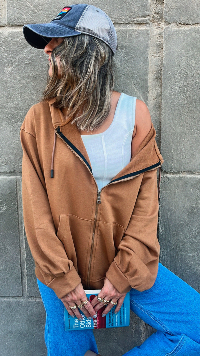 The Camel Zip Up Hoodie Frillu
