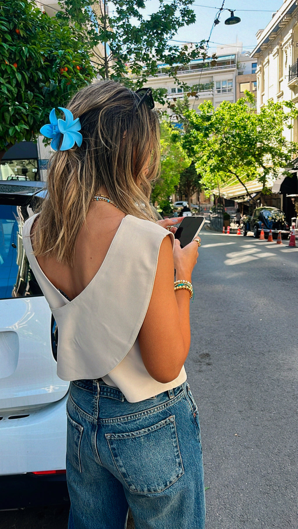 Beige Backless X Vest