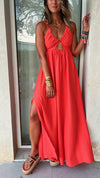 Watermelon Cut Out Back Tie Dress