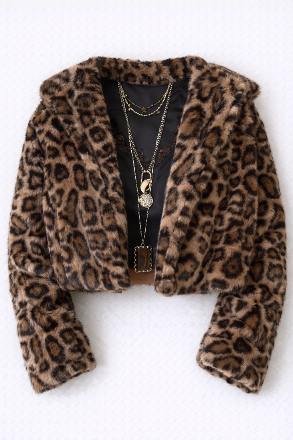 Beige Leopard Fur Jacket