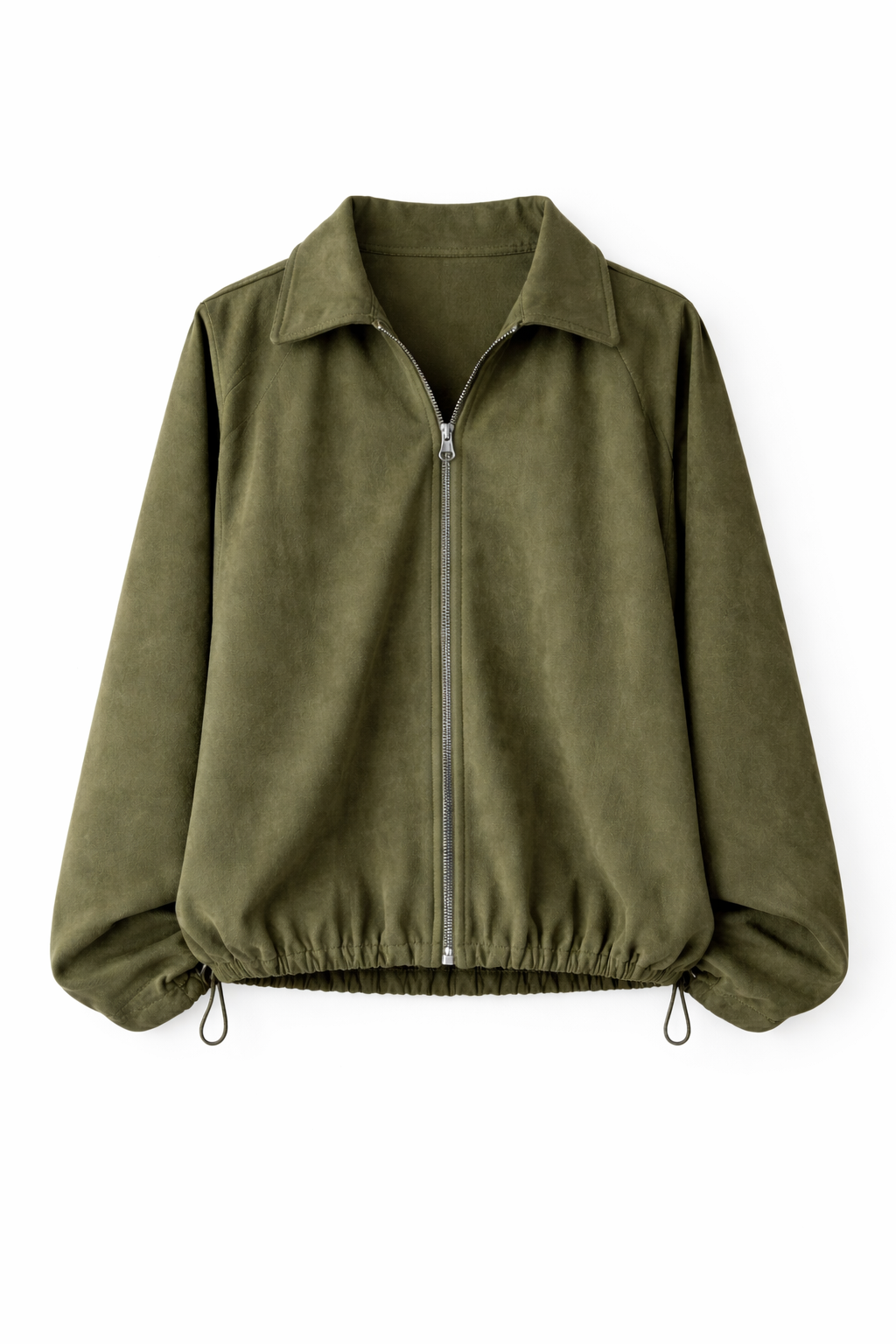 Olive Balloon Suede Jacket