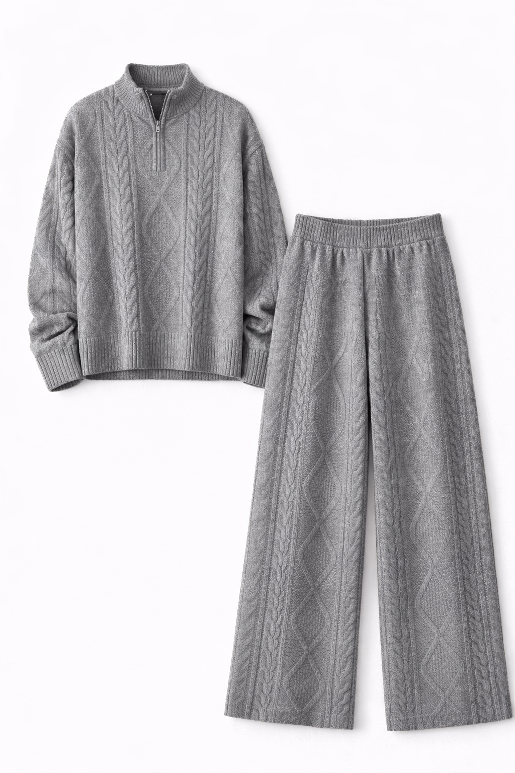 Grey Braided Quarter Neck Set