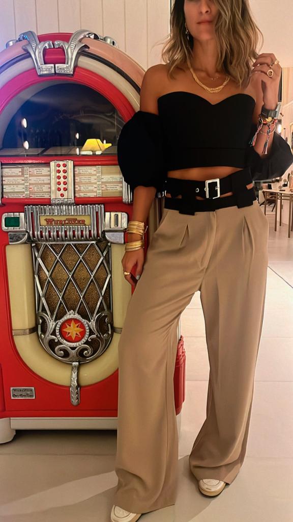 Black Puff Cropped Top