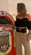 Black Puff Cropped Top
