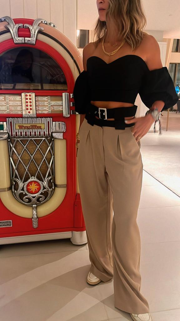 Black Puff Cropped Top