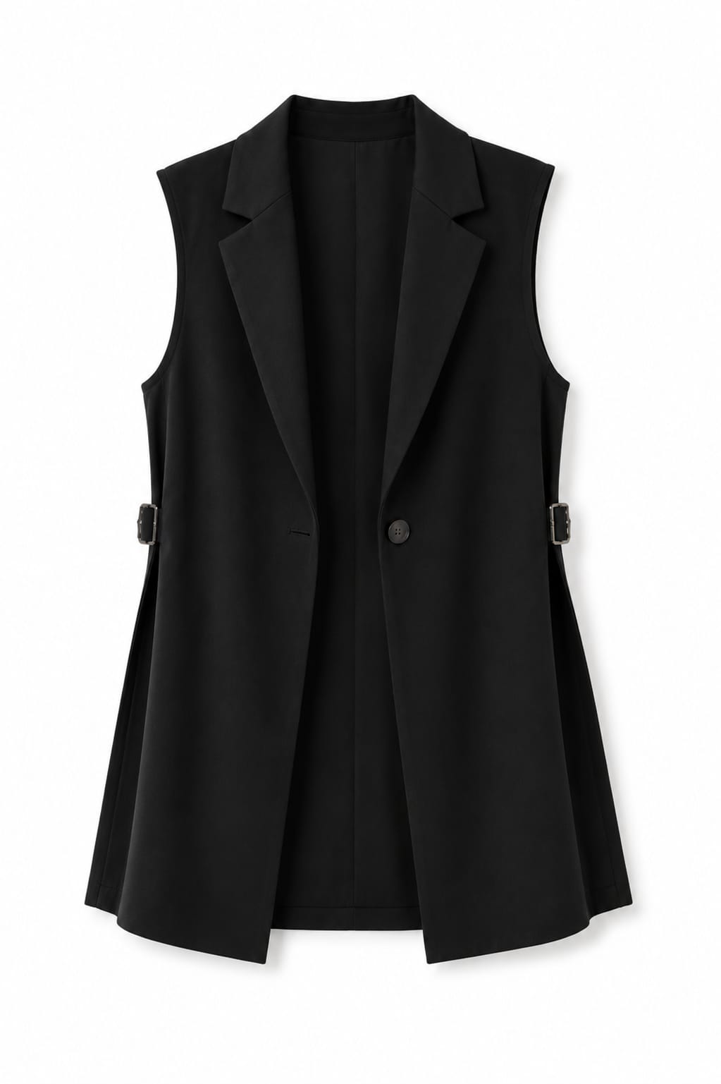 Black Buckle Side Oversized Vest