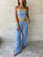 Golden Blue Edge Pants