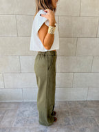 Olive Suede tailored Utility Pants