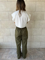Olive Suede tailored Utility Pants