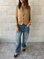 Camel Summer Suede Buckle Vest
