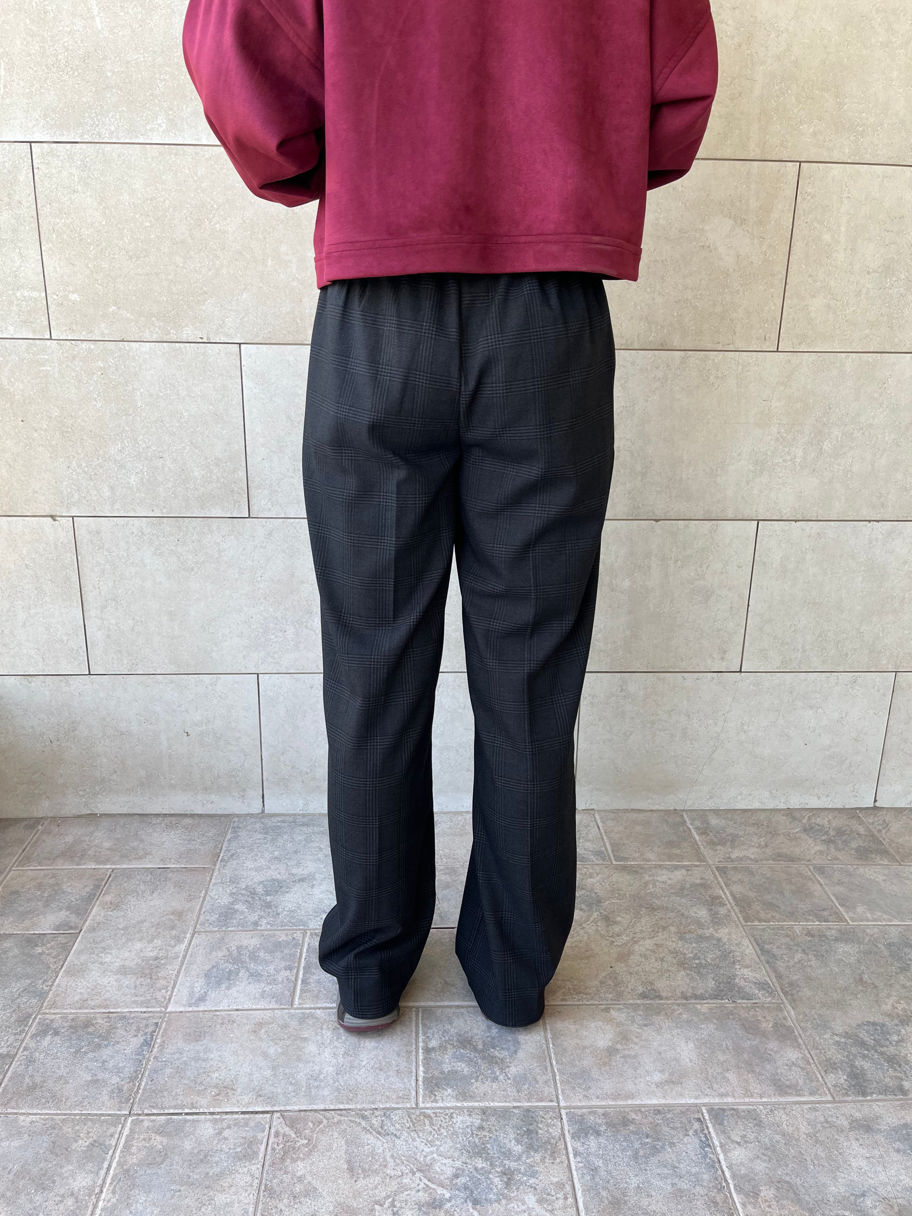 Black Checkered Frillu Signature Pleated Pants