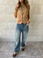 Camel Summer Suede Buckle Vest